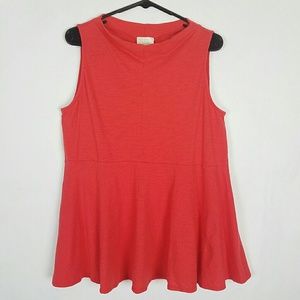 Deletta Anthropologie Red Orange Drape Peplum Top